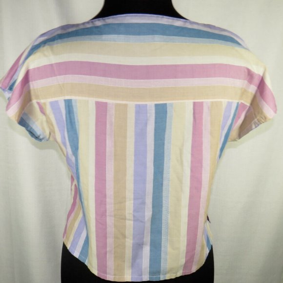 Women's Size 16, Vintage Rendezvous Pastel Striped Blouse - Picture 6 of 7
